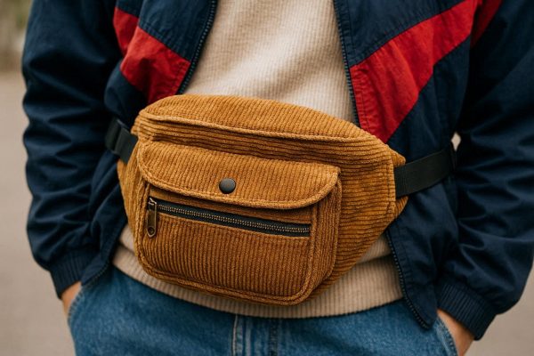 Vintage Corduroy Fanny Pack - Retro Street Style Essential