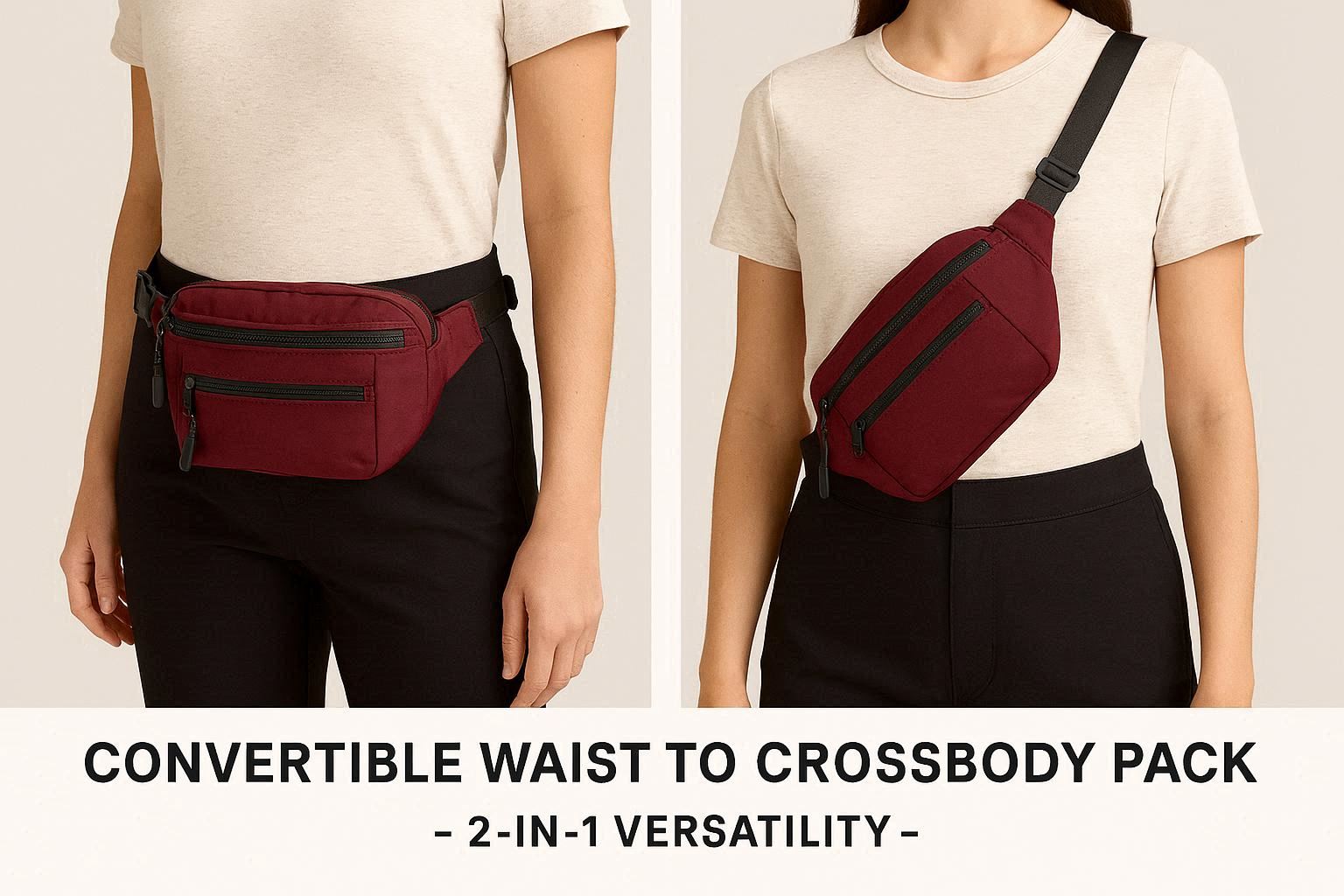 Convertible Waist to Crossbody Pack - 2-in-1 Versatility - Image 1