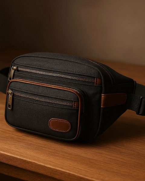 Minimalist Leather-Trim Waist Pack - Elevated Everyday Carry