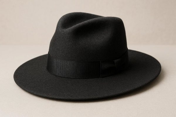 Wool Felt Fedora Hat - Sophisticated Wide-Brim Elegance