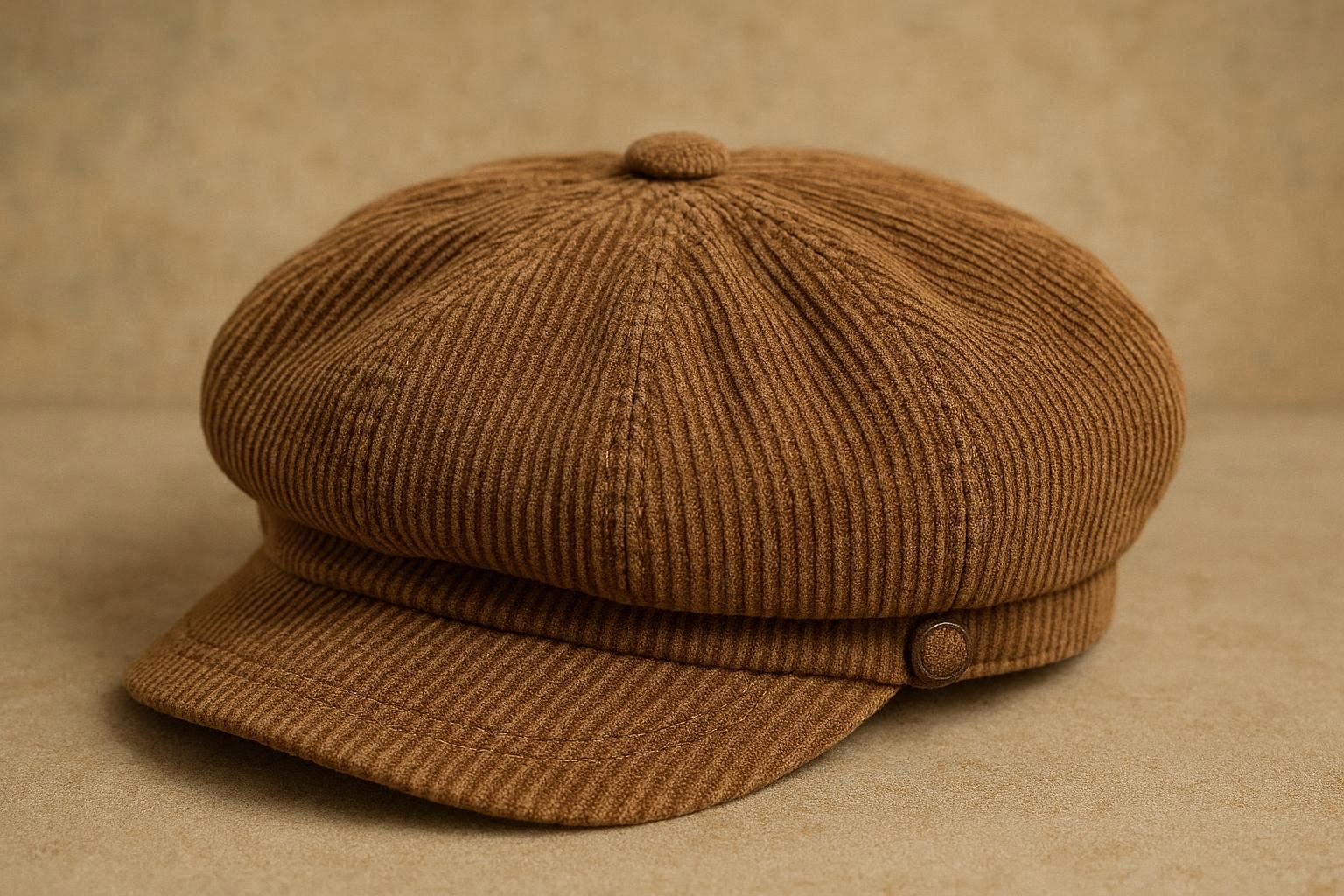 Structured Corduroy Newsboy Cap - Vintage-Inspired Casual Charm - Image 1