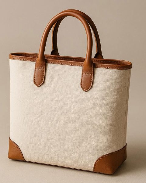 Canvas Tote with Leather Accent Handles - Elevated Everyday Bag