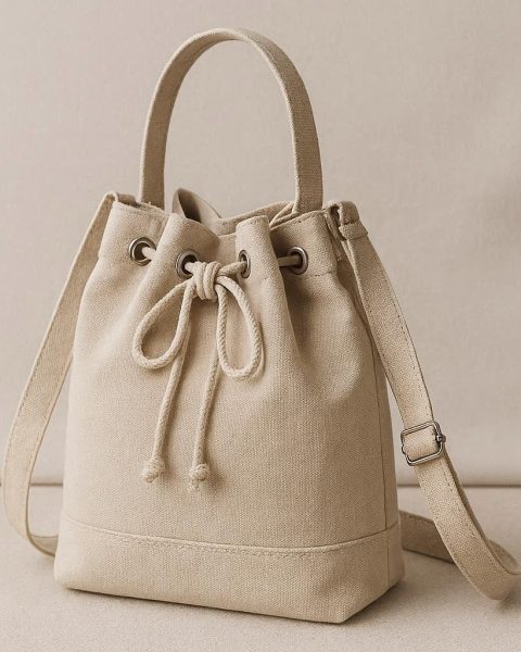 Drawstring Bucket Canvas Tote - Casual & Convertible Style
